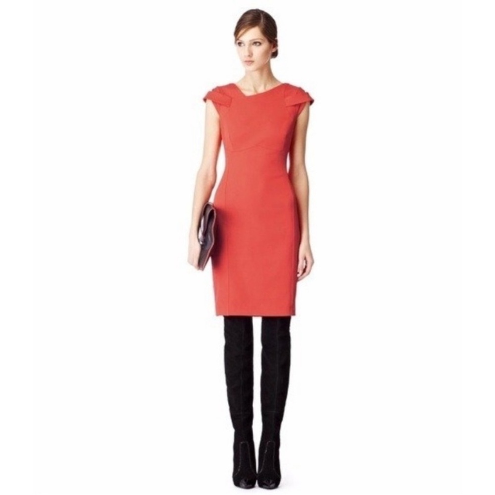 Reiss Fiorella Coral Cap Sleeve Midi Dress